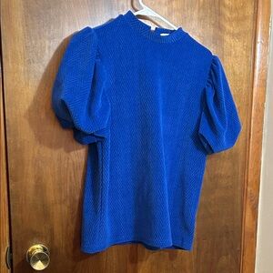 Posh velvet feel Vibrant Blue Puff Sleeve Top